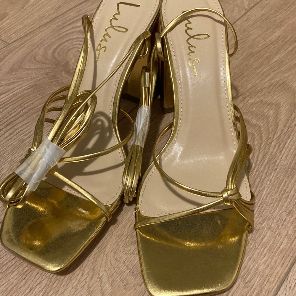Lulus gold wedge heels